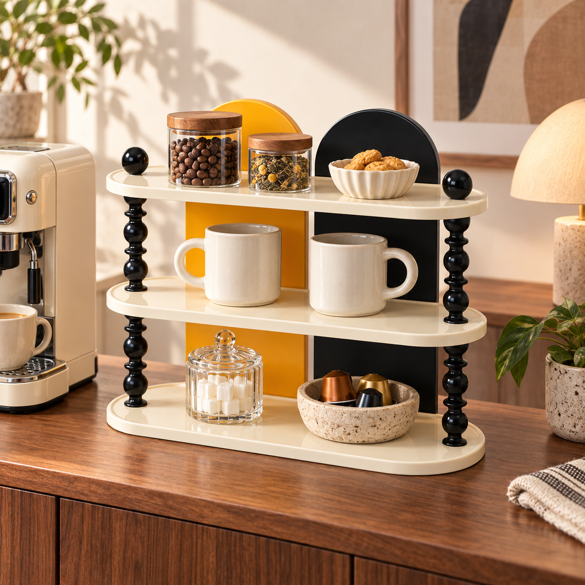 Premium-style tabletop cup organizer—an elegant rack for tidying up tea cups, coffee mugs, and water glasses.
