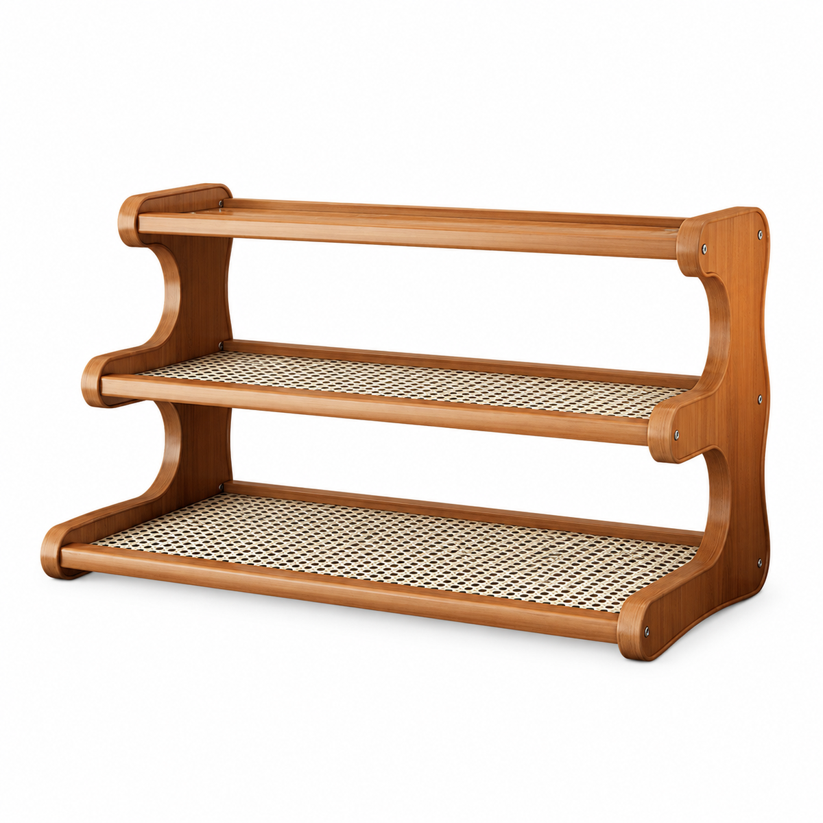 Trapezoidal Faux-Rattan Desktop Organizer / Multi-Tier Draining Tea Set Rack / Desk Riser Shelf